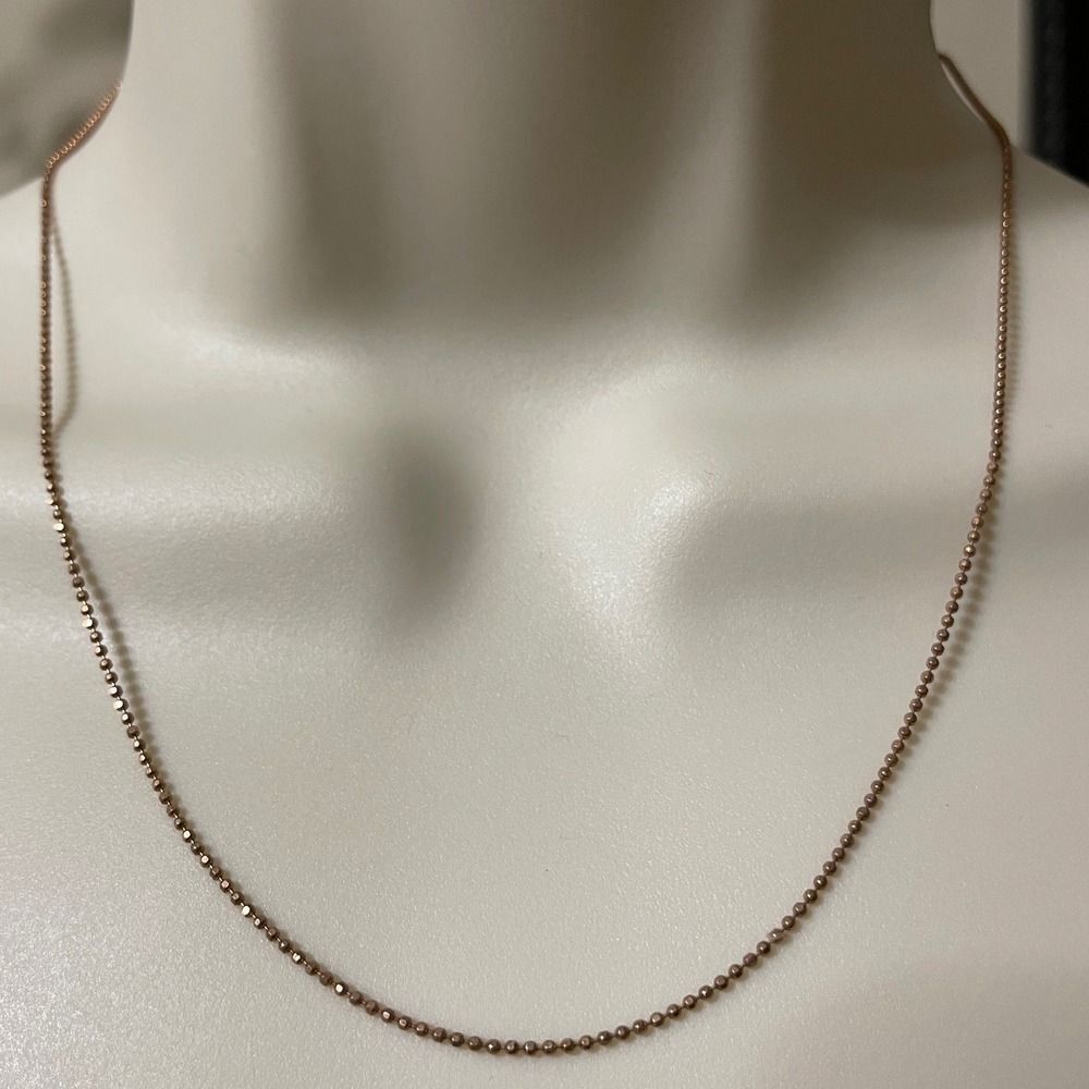 Rose Gold 925 Sterling Silver Bead Ball Chain Necklace italy W/ 17.5" - Picture 7 of 16